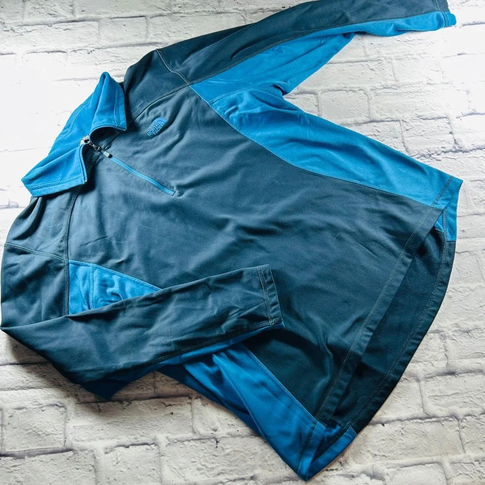 The North Face Mens XXL 1/4 Zip Pullover Sweatshirt Blue Technical Fleece Layer